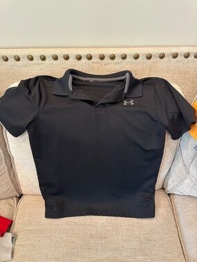 Under Armour Boys Black Collared Performance Polo